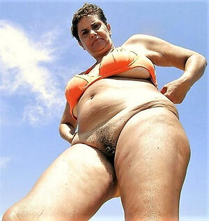 hot horny granny outdoors stripping