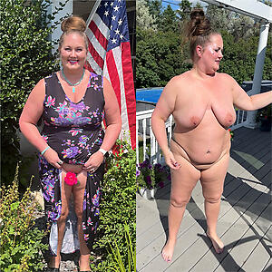 a older body of men dressed & undressed shows us her naked body